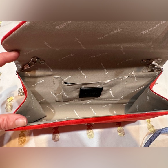 Tamaris Clutch, Red, feels like suede. NWT. - Picture 2 of 14